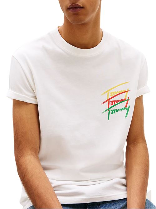 T-shirt uomo bianca in cotone Tommy Jeans | DM0DM20771YBL